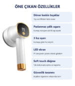 LUXVION Şarjlı Tüy Toplayıcı öne çıkan özellikler: döner bıçaklar, paslanmaz çelik ızgara, 3 hız, LED ekran