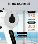 LUXVION elektrikli temizleme fırçası iki hız kademesi 350 ve 300 devir/dk