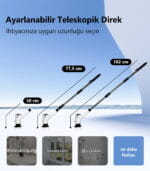 LUXVION elektrikli temizleme fırçası ayarlanabilir teleskopik direk 30, 77,5 ve 102 cm